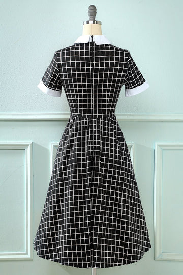Vestido vintage xadrez de 1950 com arco